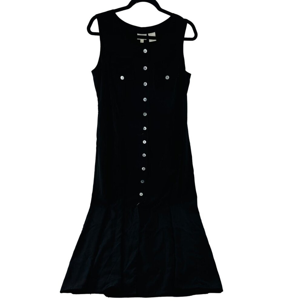 Spiegel Black Sleeveless Button-Front Maxi Dress